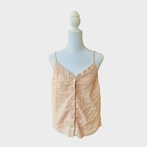 Abercrombie & Fitch Linen Blend Button Tank, Peach, Size M